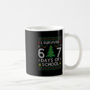 Ich habe 67 Tage Schule überlebt Lustiges Six Seve Kaffeetasse