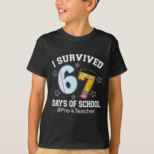 Ich habe 67 Tage Schule überlebt Lustiges Six Seve T-Shirt