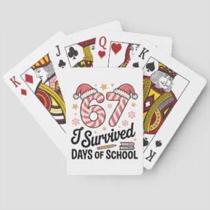 Ich habe 67 Tage Schule überlebt Lustiges Weihnach Spielkarten