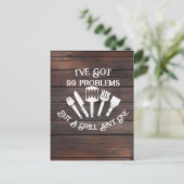 "Ich habe 99 Probleme Got, aber ein Grill ist nich Postkarte (Stehend Vorderseite)