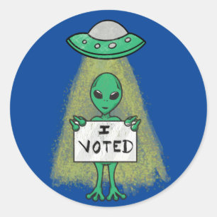 Ich habe abgestimmt - Alien! Runder Aufkleber
