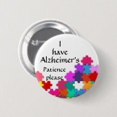 ich habe alzheimers Abzeichen Button (Vorne & Hinten)