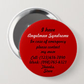 Ich habe Angelman Syndrom-Knopf Button (Vorne & Hinten)