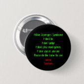 Ich habe Aspergers Button (Vorne & Hinten)