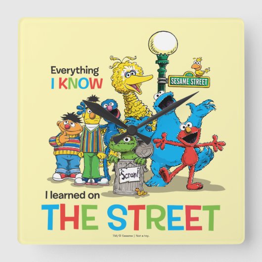 Ich habe auf der STRASSE gelernt Quadratische Wanduhr (Vorderseite)