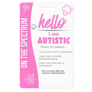 Ich habe Autismus ID Personalisierte Autistische I Ausweis
