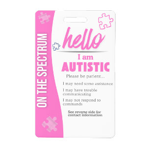 Ich habe Autismus ID Personalisiertes Autistisches Ausweis