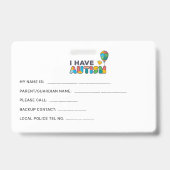 Ich habe Autismus ID Vibranly Personalisiert Ausweis (Rückseite)