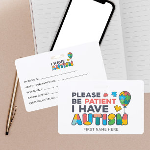 Ich habe Autismus-ID Vibrant Personalisiert Ausweis
