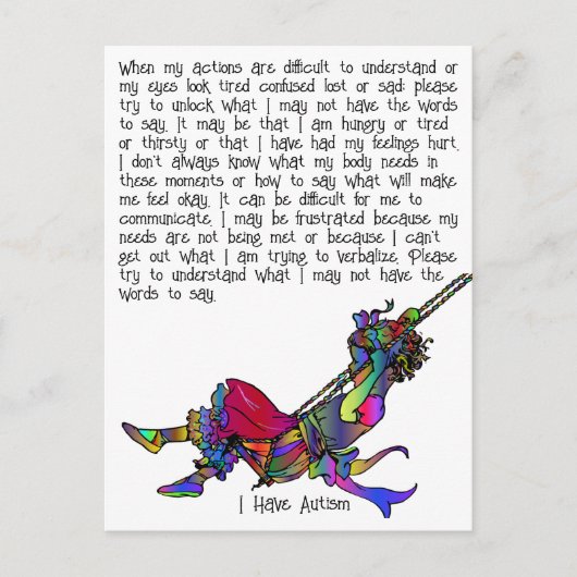 Ich habe Autismus Postkarte (Vorderseite)