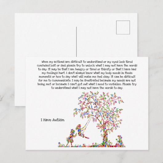 Ich habe Autismus Postkarte (Vorne/Hinten)
