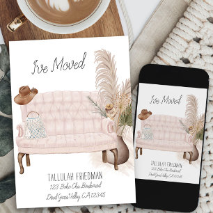Ich habe Boho Chic Elegantes Wohnzimmer Umzug Ankündigung
