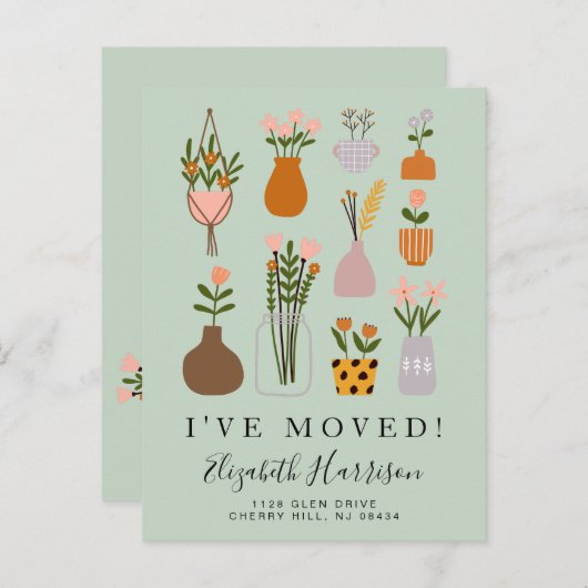 Ich habe Boho Pflanze bewegt, die Grün bewegen Ankündigungspostkarte (Vorne/Hinten)