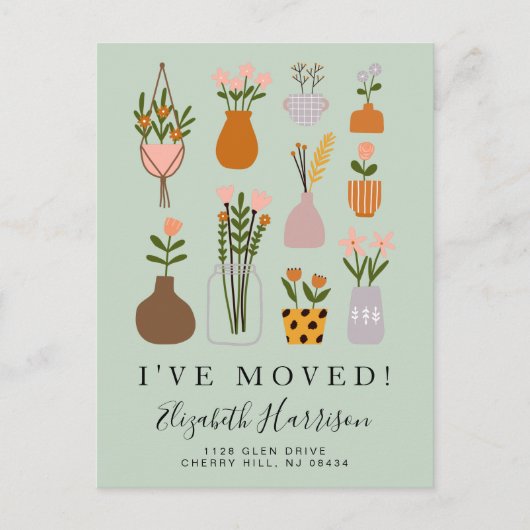 Ich habe Boho Pflanze bewegt, die Grün bewegen Ankündigungspostkarte (Vorderseite)