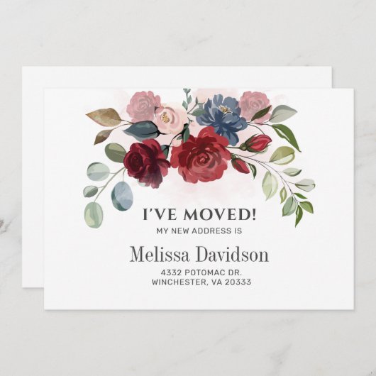 Ich habe Burgunder Blumengrün bewegt Ankündigung (Vorne/Hinten)