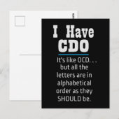 Ich habe CDO Black Funny OCD Spaß Postkarte (Vorne/Hinten)