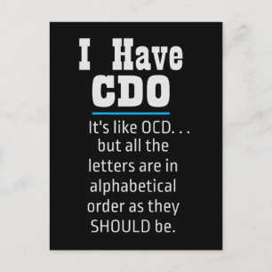 Ich habe CDO Black Funny OCD Spaß Postkarte