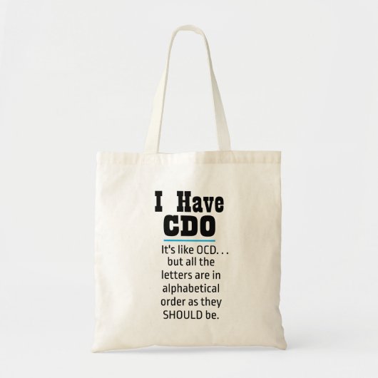 Ich habe CDO Black Funny OCD Spaß Tragetasche (Vorne)