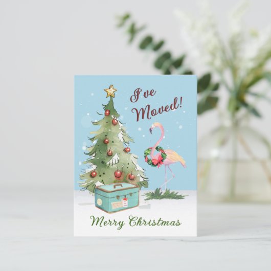 Ich habe das Budget Flamingo Weihnachtsbaum versch Ankündigungspostkarte (Stehend Vorderseite)