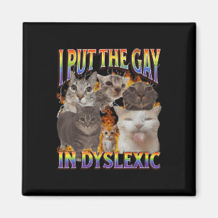 Ich habe das Gay in Dyslexie lustiges Katzen-Meme Magnet