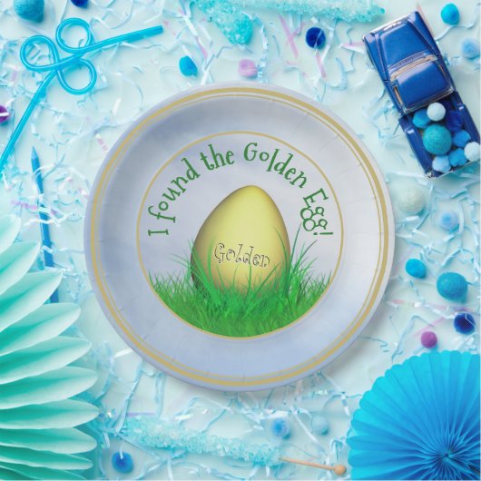 "Ich habe das goldene Ei gefunden" Ostereierjagd Pappteller (Party)