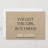 Ich habe das Mädchen got, wirst du mein Trauzeuge Einladung (Rückseite)