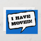 Ich habe das Postkartendesign mit dem Textballon v Ankündigungspostkarte (Vorne/Hinten)