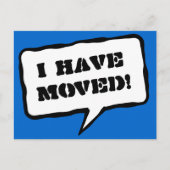 Ich habe das Postkartendesign mit dem Textballon v Ankündigungspostkarte (Vorderseite)