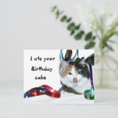 Ich habe deinen Geburtstagskuchen gegessen Postkarte (Stehend Vorderseite)