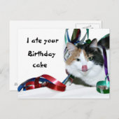 Ich habe deinen Geburtstagskuchen gegessen Postkarte (Vorne/Hinten)