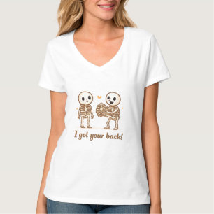 Ich habe deinen Rücken Süßes Skelett Halloween-Zit T-Shirt