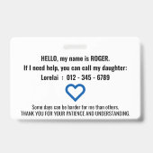 ICH HABE DEMENTIA-Sprechblase Ausweis (Rückseite)