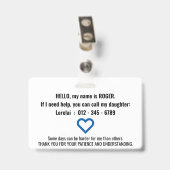 ICH HABE DEMENTIA-Sprechblase Ausweis (Rückseite mit Clip)