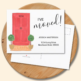 Ich habe den Adresswechsel in der Farbe Rote Tür v Ankündigungspostkarte