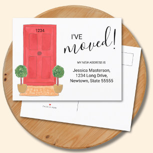 Ich habe den Adresswechsel in der Farbe Rote Tür v Ankündigungspostkarte