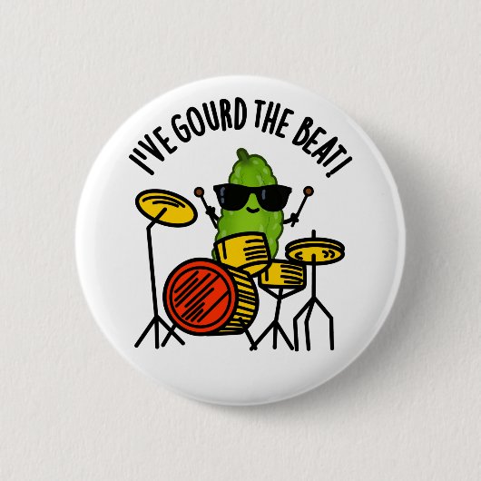 Ich habe den Beat Funny Drummer Veggie Pun gegosse Button (Vorderseite)