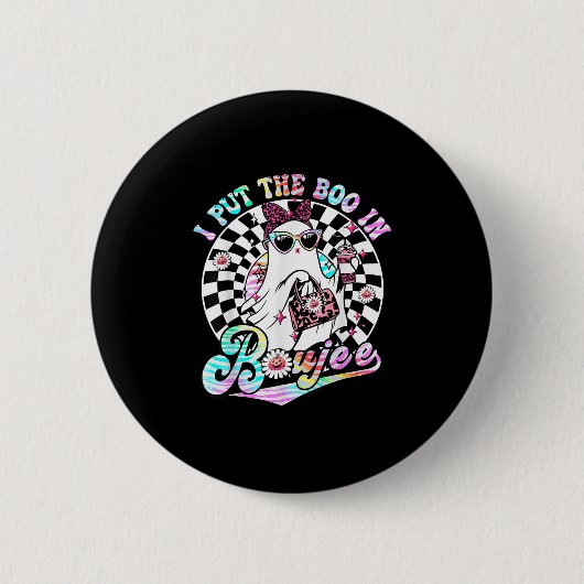 Ich habe den Boo in Boujee Ghost Retro Zebra Leopa Button (Vorderseite)