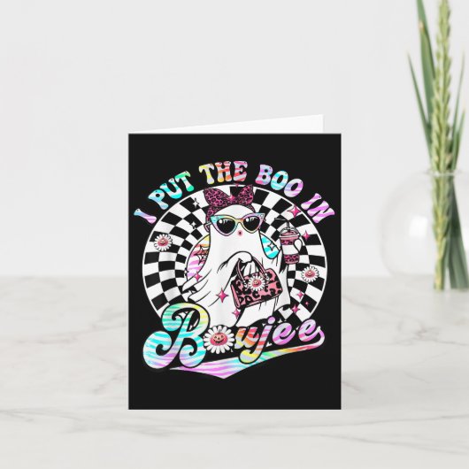 Ich habe den Boo in Boujee Ghost Retro Zebra Leopa Karte (Vorderseite)
