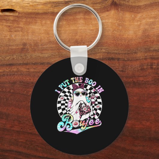 Ich habe den Boo in Boujee Ghost Retro Zebra Leopa Schlüsselanhänger (Vorderseite)