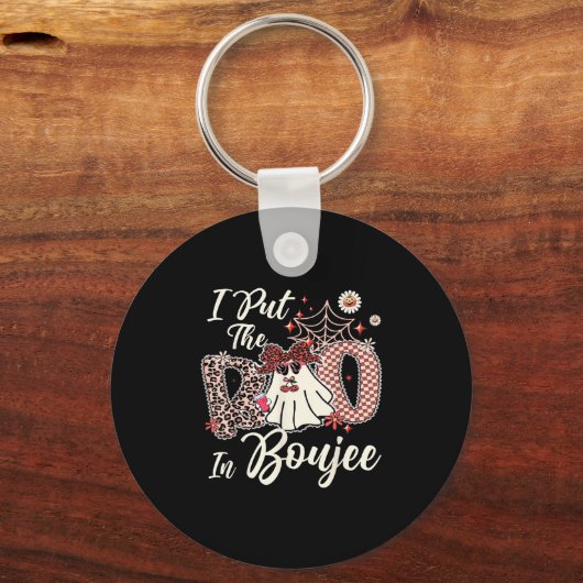 Ich habe den Boo in Boujee Niedlich Leopard Retro Schlüsselanhänger (Vorderseite)