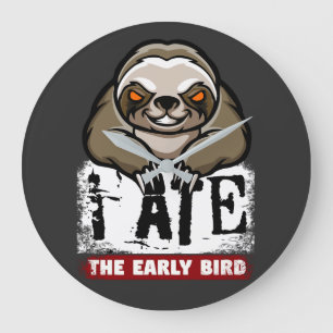 Ich habe den frühen Vogel gegessen. Grumpiger Faul Große Wanduhr