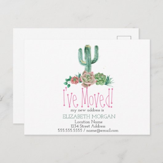 Ich habe den Kakteen eine sukkulente neue Adresse Ankündigungspostkarte (Vorne/Hinten)