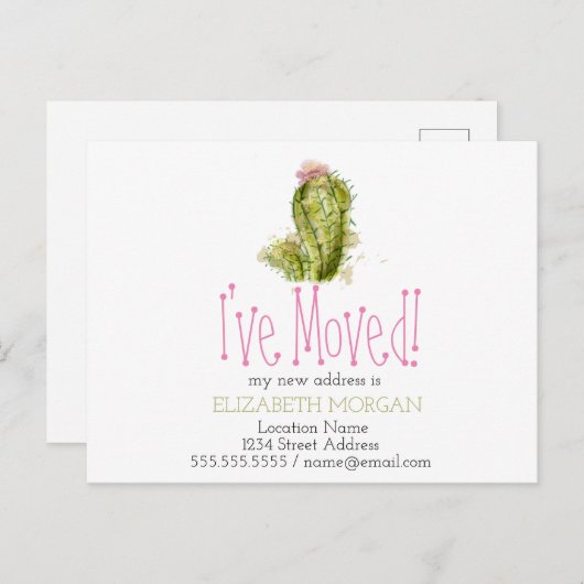 Ich habe den Kaktus eine neue Adresse übertragen Ankündigungspostkarte (Vorne/Hinten)