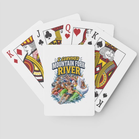 Ich habe den Mountain Fork River überlebt Tshirt Spielkarten (Rückseite)
