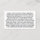 ICH HABE DEN T - Shirt AUSGEWÄHLT Visitenkarte (Rückseite)