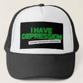 Ich habe Depression Neon Schriftart Truckerkappe (Vorderseite)