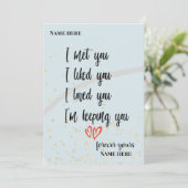 Ich habe dich getroffen, dass ich dich mochte, wen karte (Stehend Vorderseite)