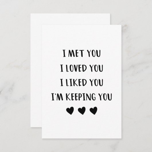 ICH HABE DICH GETROFFEN, ICH LIEBTE DICH, ICH MÖCH DANKESKARTE (Vorne/Hinten)