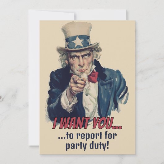 Ich habe dich Gewollt | Uncle Sam Party Fun Recrui Einladung (Vorderseite)