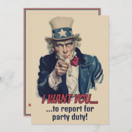 Ich habe dich Gewollt | Uncle Sam Party Fun Recrui Einladung